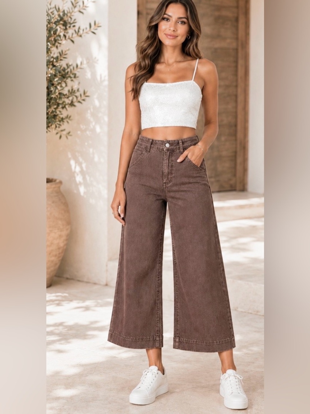 Sonoma Goods For Life Womens Corduroy Wide Leg Crop High Rise Pants -Size 16